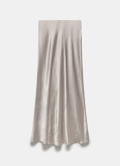 Neutral Satin Slip Midi Skirt