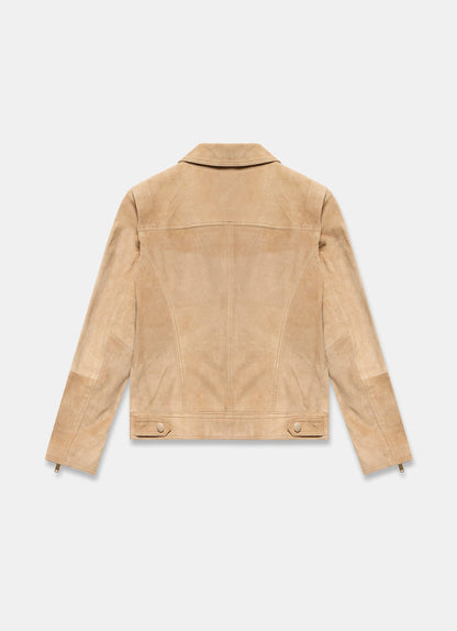Neutral Suede Biker Jacket