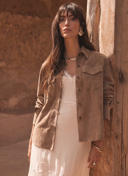 Neutral Suede Shirt