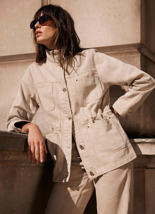 Neutral Washed Utility Denim Jacket