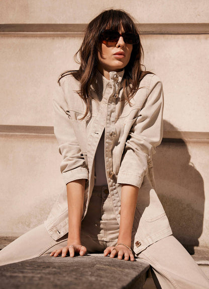 Neutral Washed Utility Denim Jacket