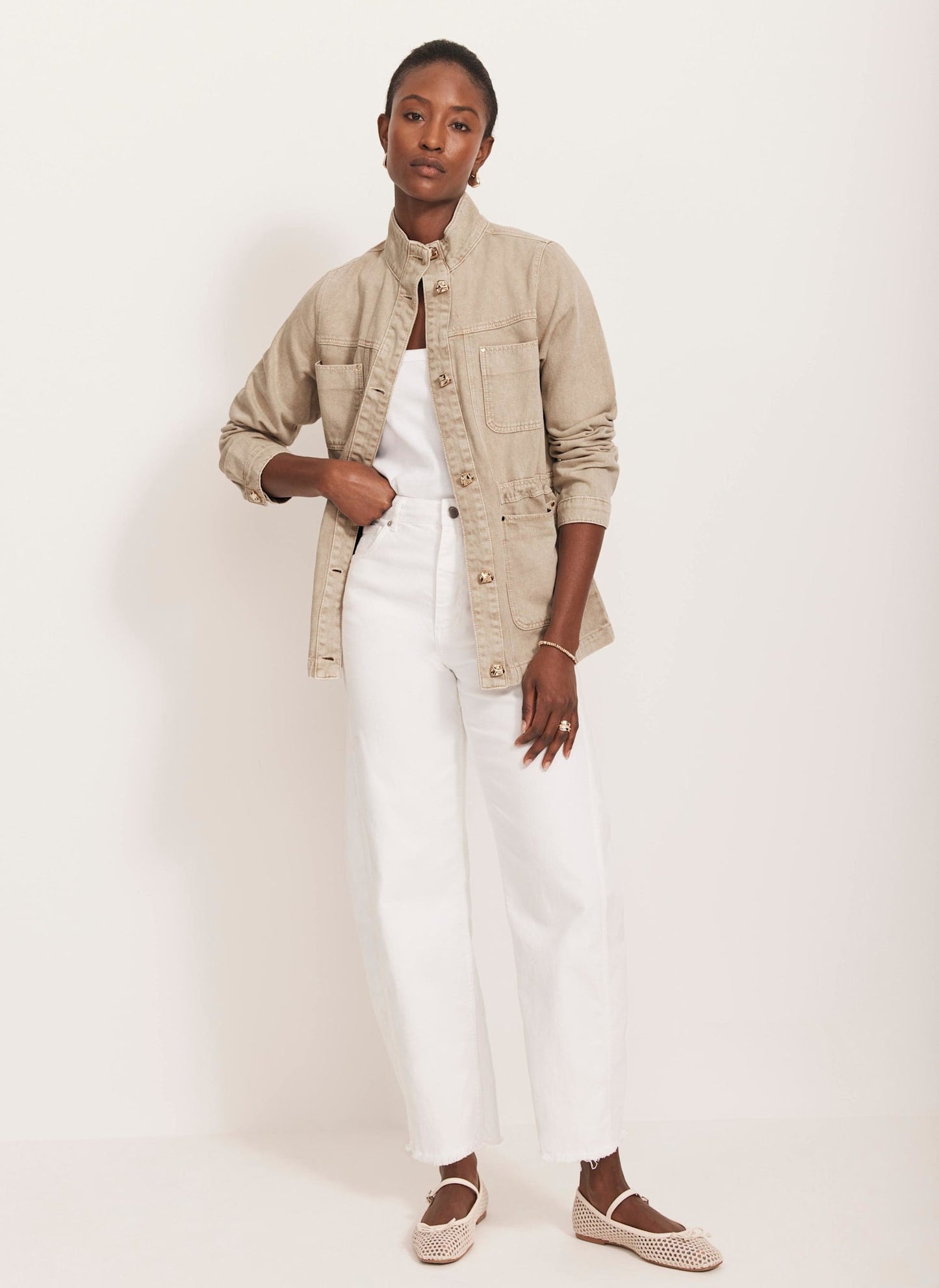 Neutral Washed Utility Denim Jacket