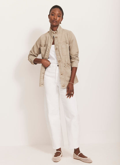 Neutral Washed Utility Denim Jacket