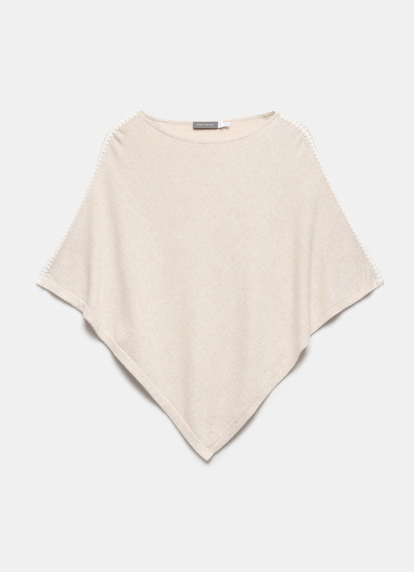 Neutral Whipstitch Knit Poncho