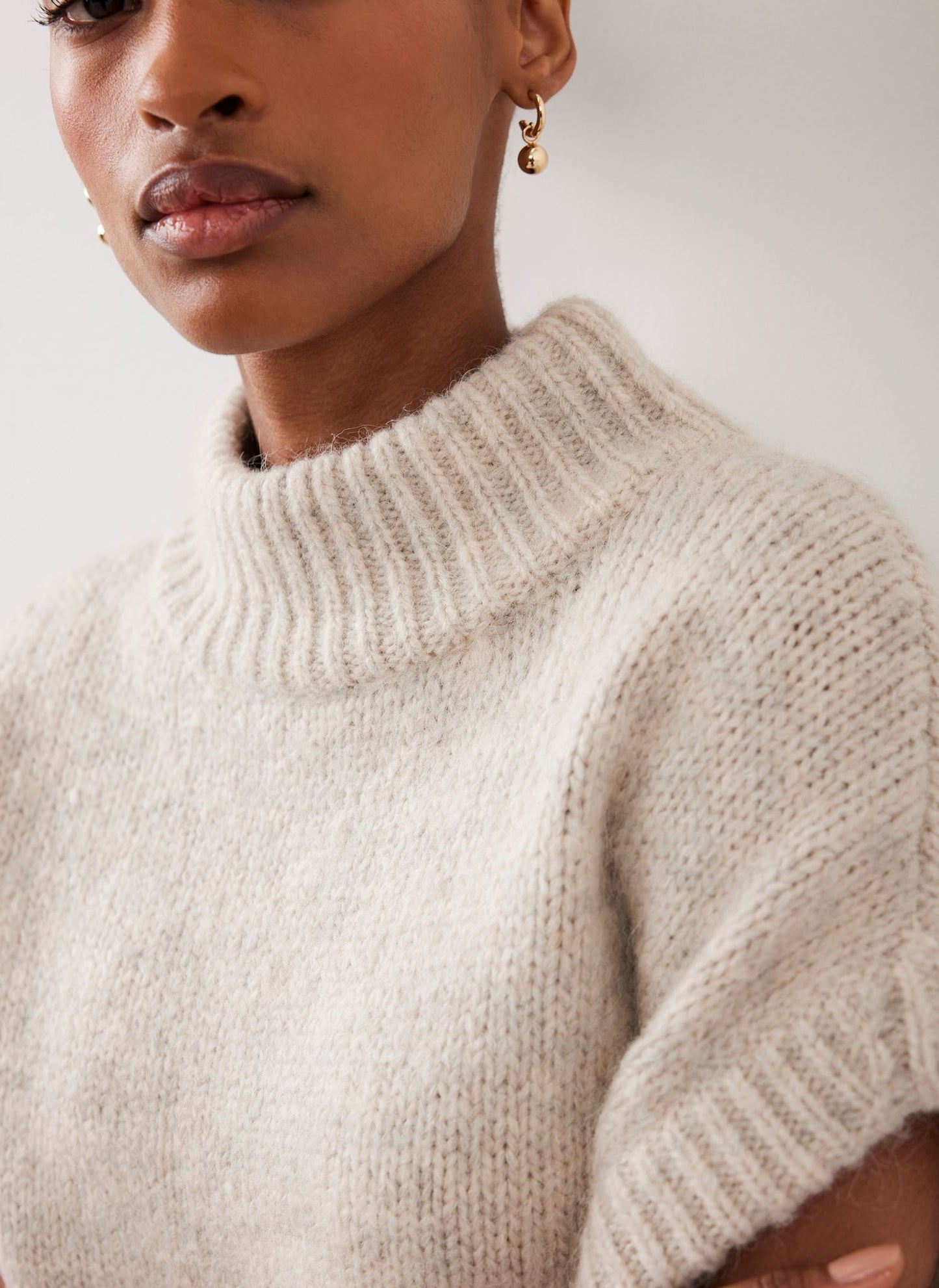 Neutral Wool Blend Sleeveless Knit Top
