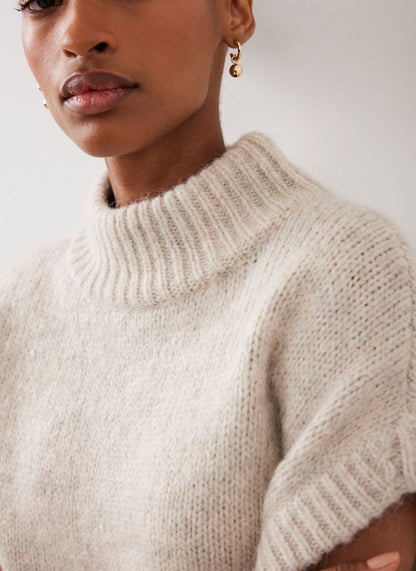 Neutral Wool Blend Sleeveless Knit Top
