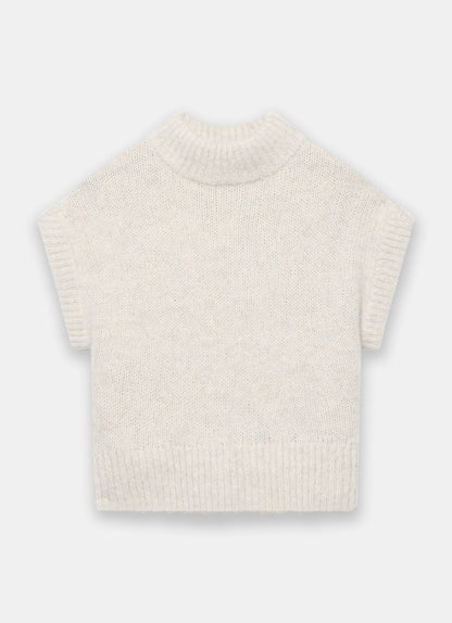 Neutral Wool Blend Sleeveless Knit Top