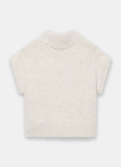 Neutral Wool Blend Sleeveless Knit Top