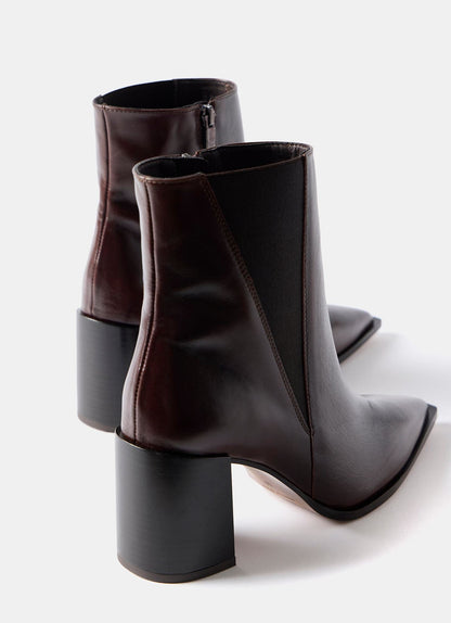 Noa Burgundy Patent Block Heel Boots