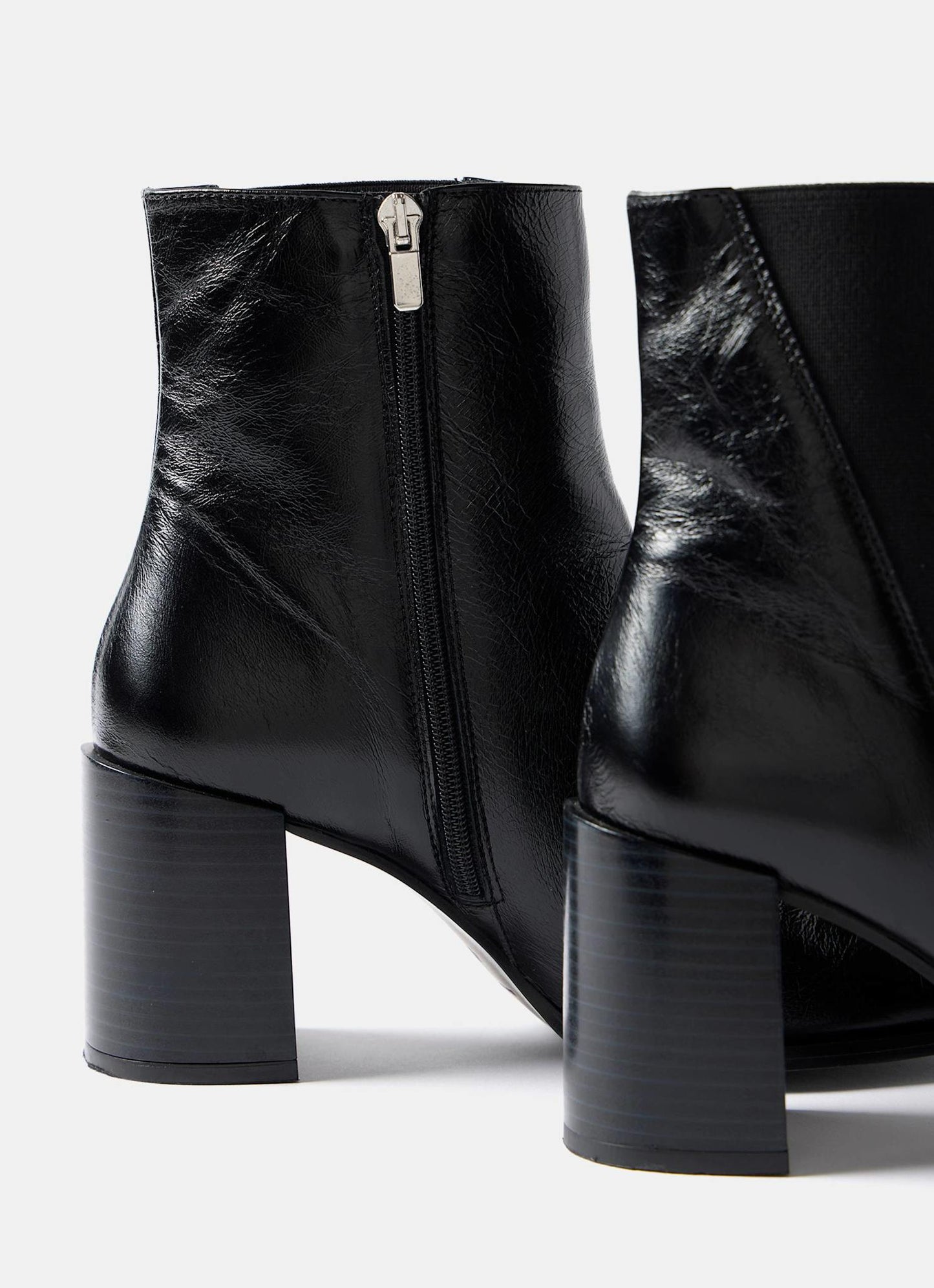 Noa Black Patent Block Heel Boots