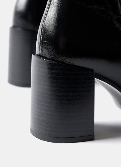 Noa Black Patent Block Heel Boots