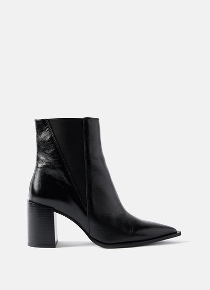 Noa Black Patent Block Heel Boots
