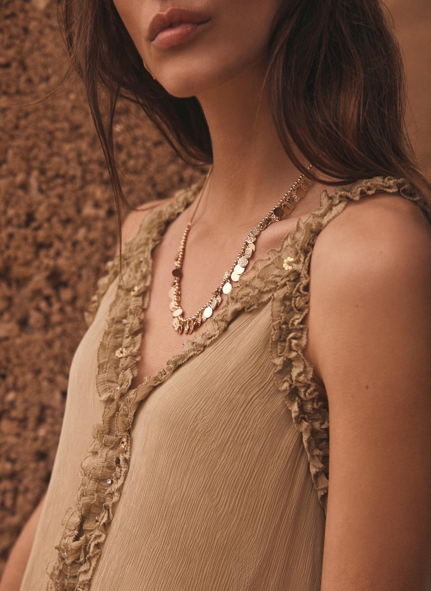 Khaki Embellished Maxi Dress