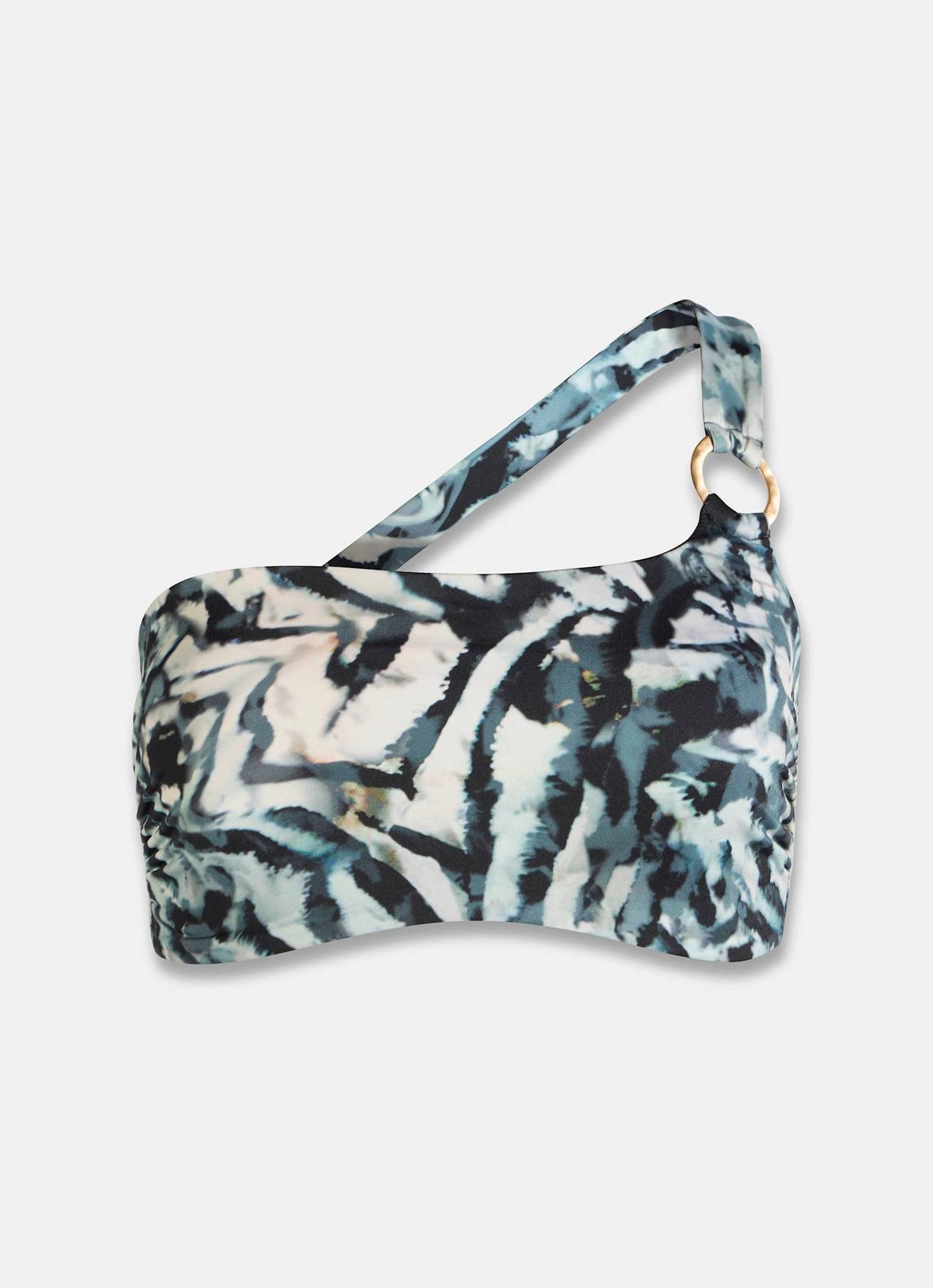 Navy Print One Shoulder Bikini Top