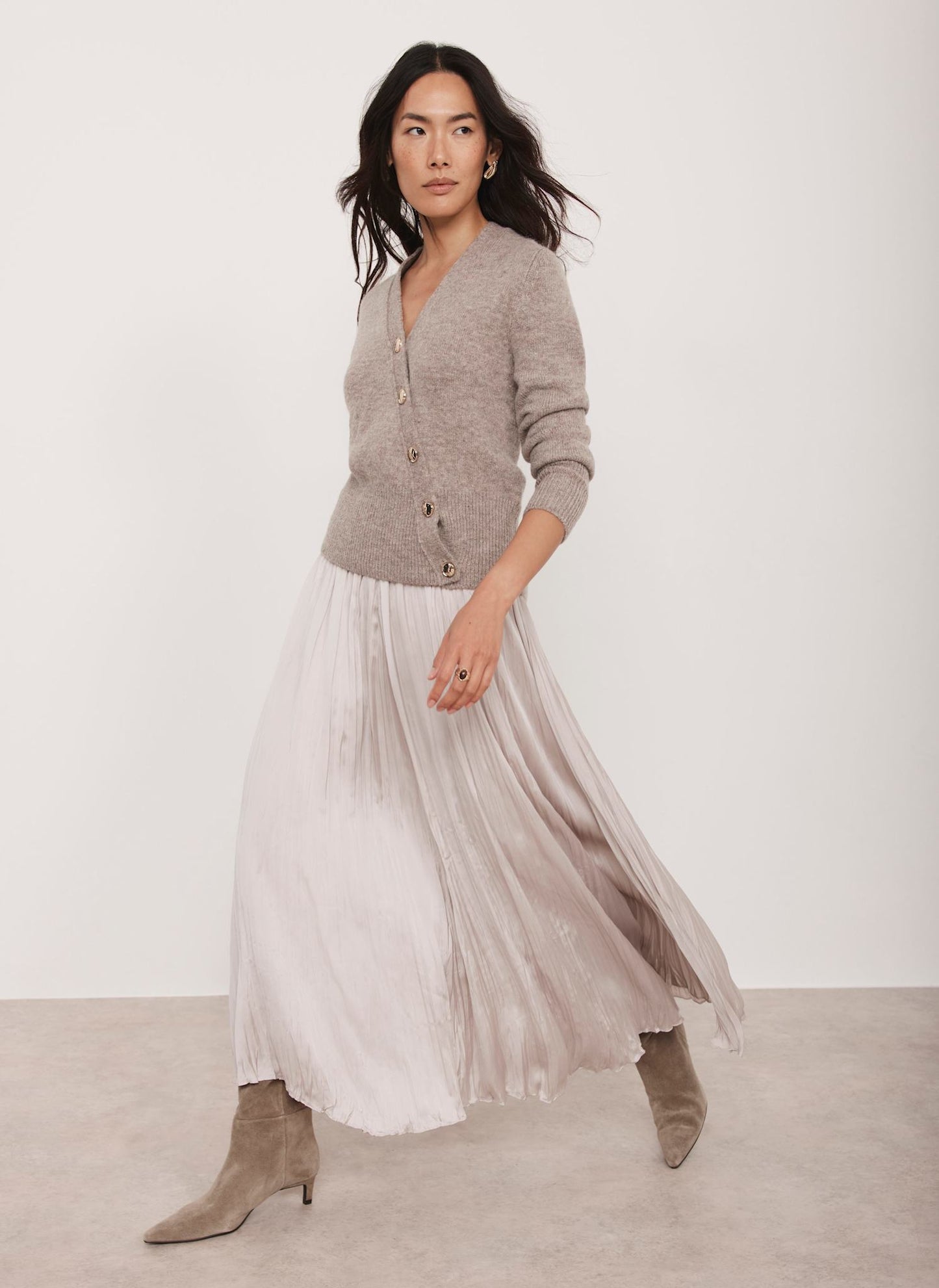 Neutral Crinkle Maxi Skirt