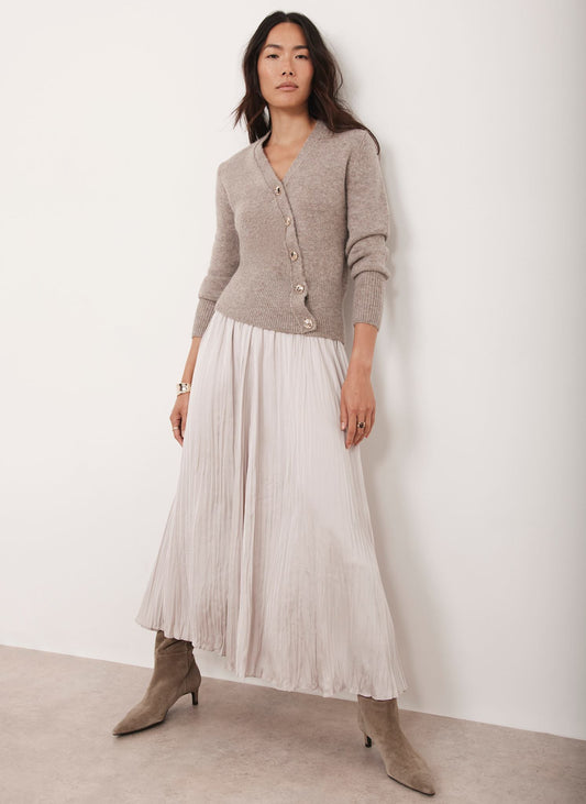 Neutral Crinkle Maxi Skirt