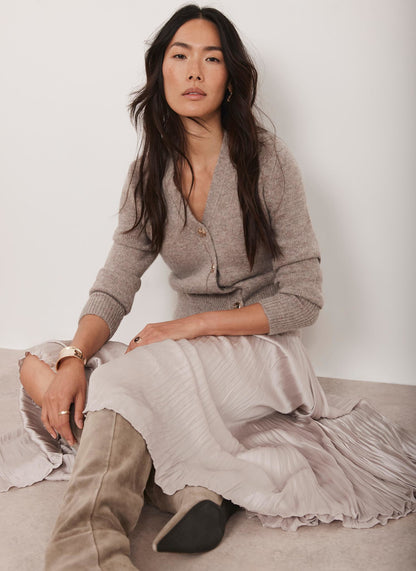 Neutral Crinkle Maxi Skirt