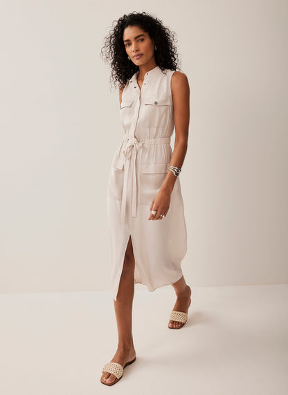 Neutral Utility Midi Dress