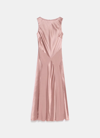 Pink Satin Maxi Dress