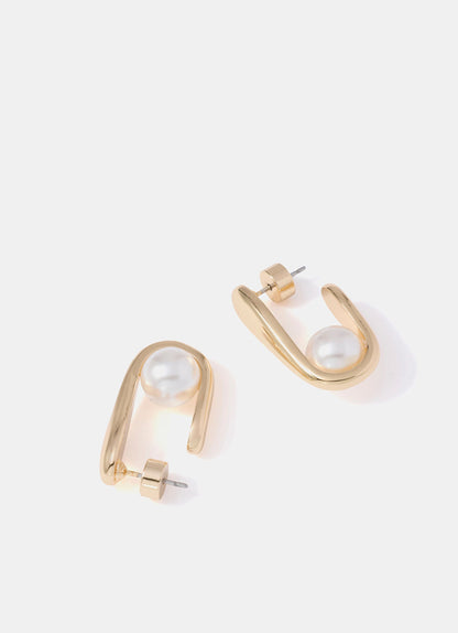 Gold Tone Pearl Earrings