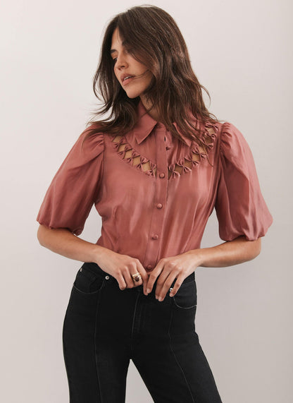 Pink Puff Sleeve Shirt