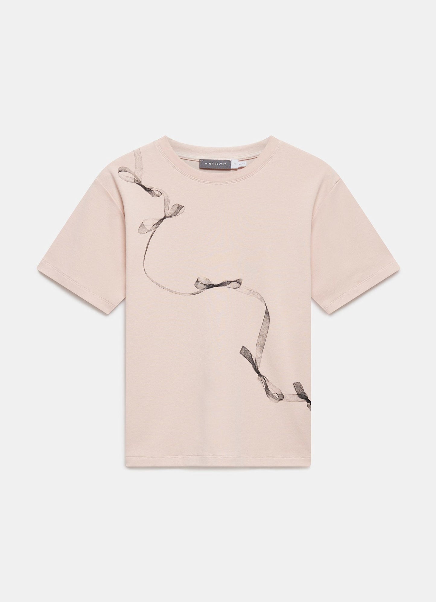 Pink Cotton Ribbon Print T-Shirt