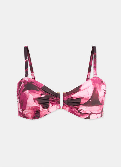Pink Graphic Print Bikini Top