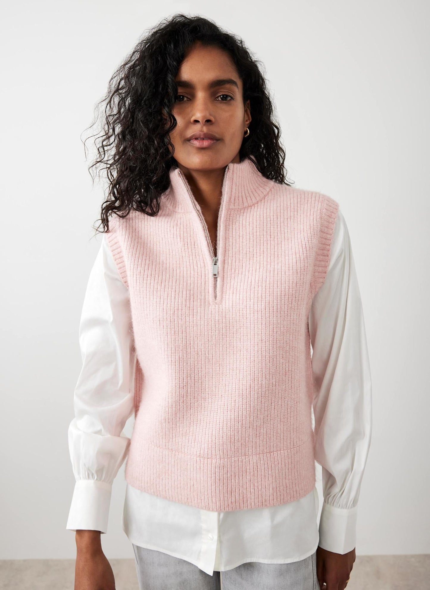 Pink Layered Shirt Knit Jumper