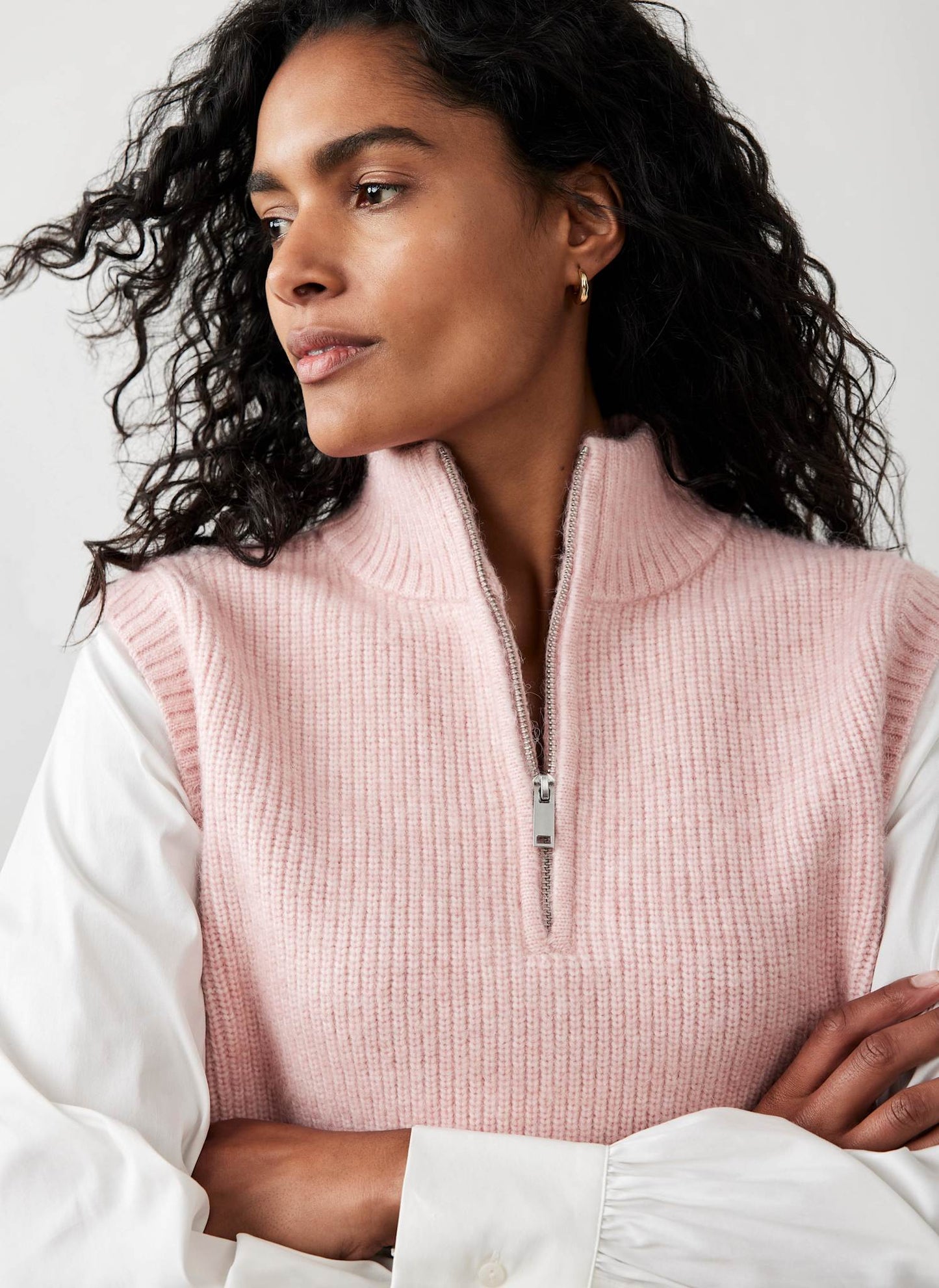Pink Layered Shirt Knit Jumper