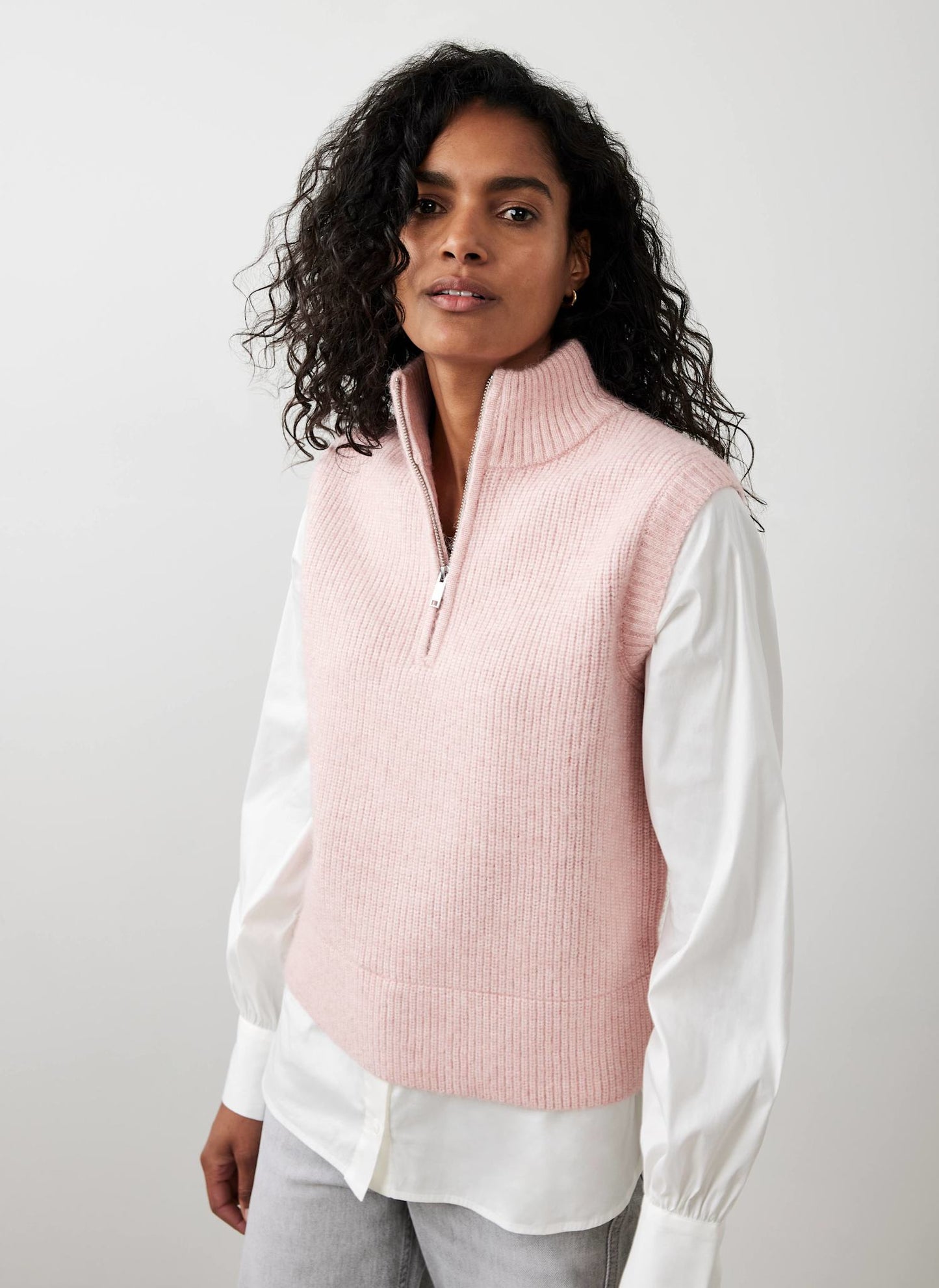 Pink Layered Shirt Knit Jumper