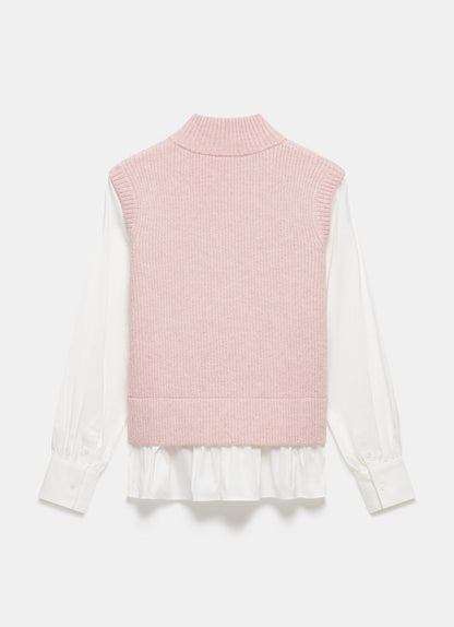 Pink Layered Shirt Knit Jumper