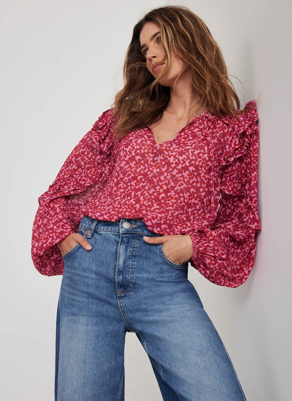 Pink Floral Print Blouse