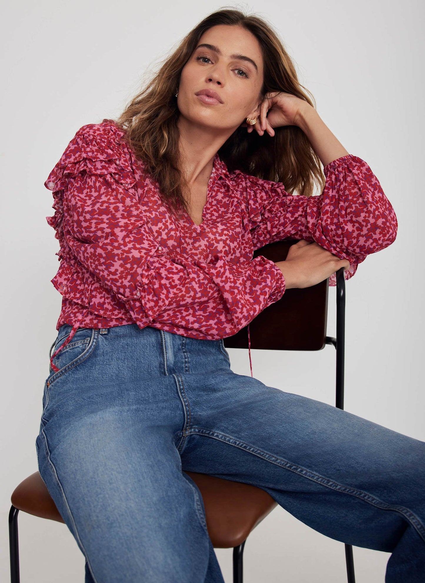 Pink Floral Print Blouse