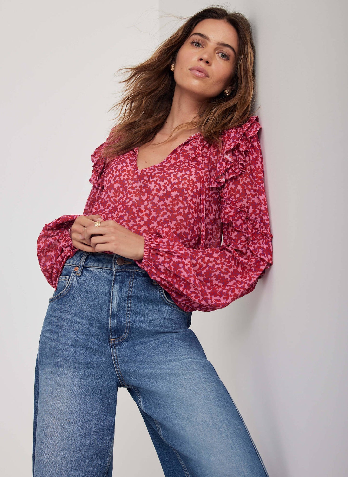 Pink Floral Print Blouse