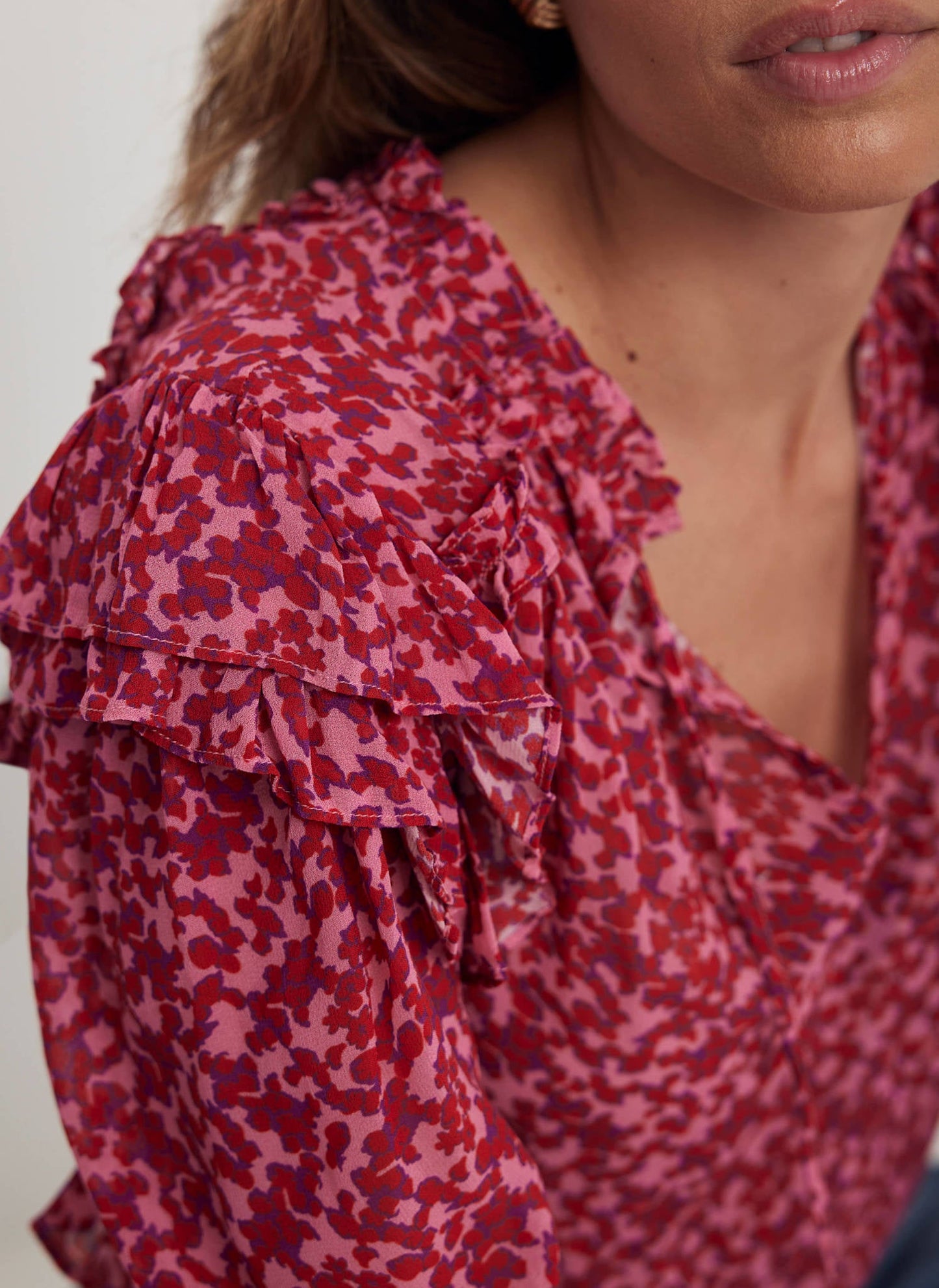 Pink Floral Print Blouse
