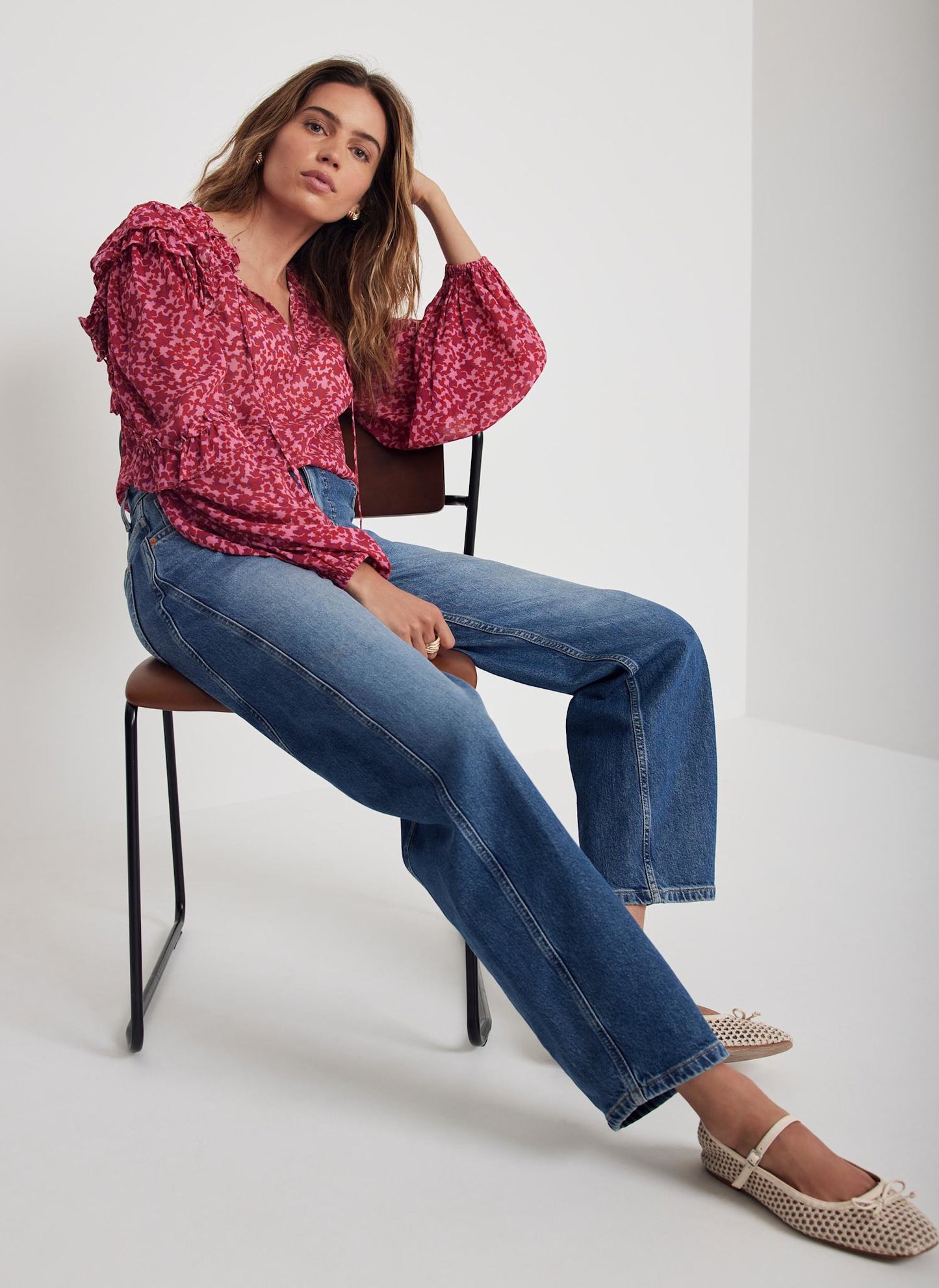 Pink Floral Print Blouse
