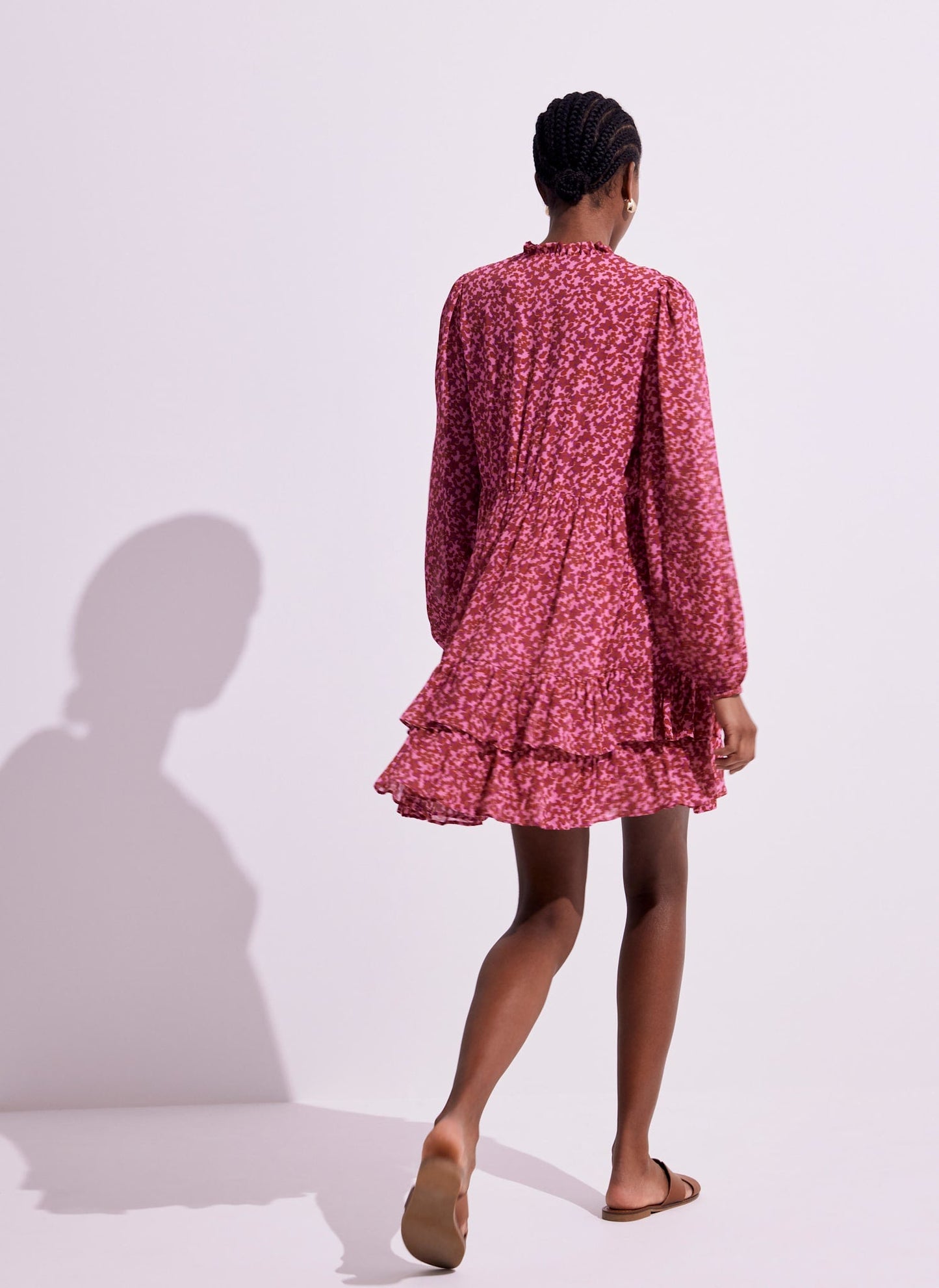 Pink Floral Print Mini Dress