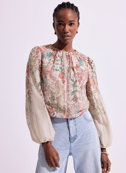 Pink Floral Print Top