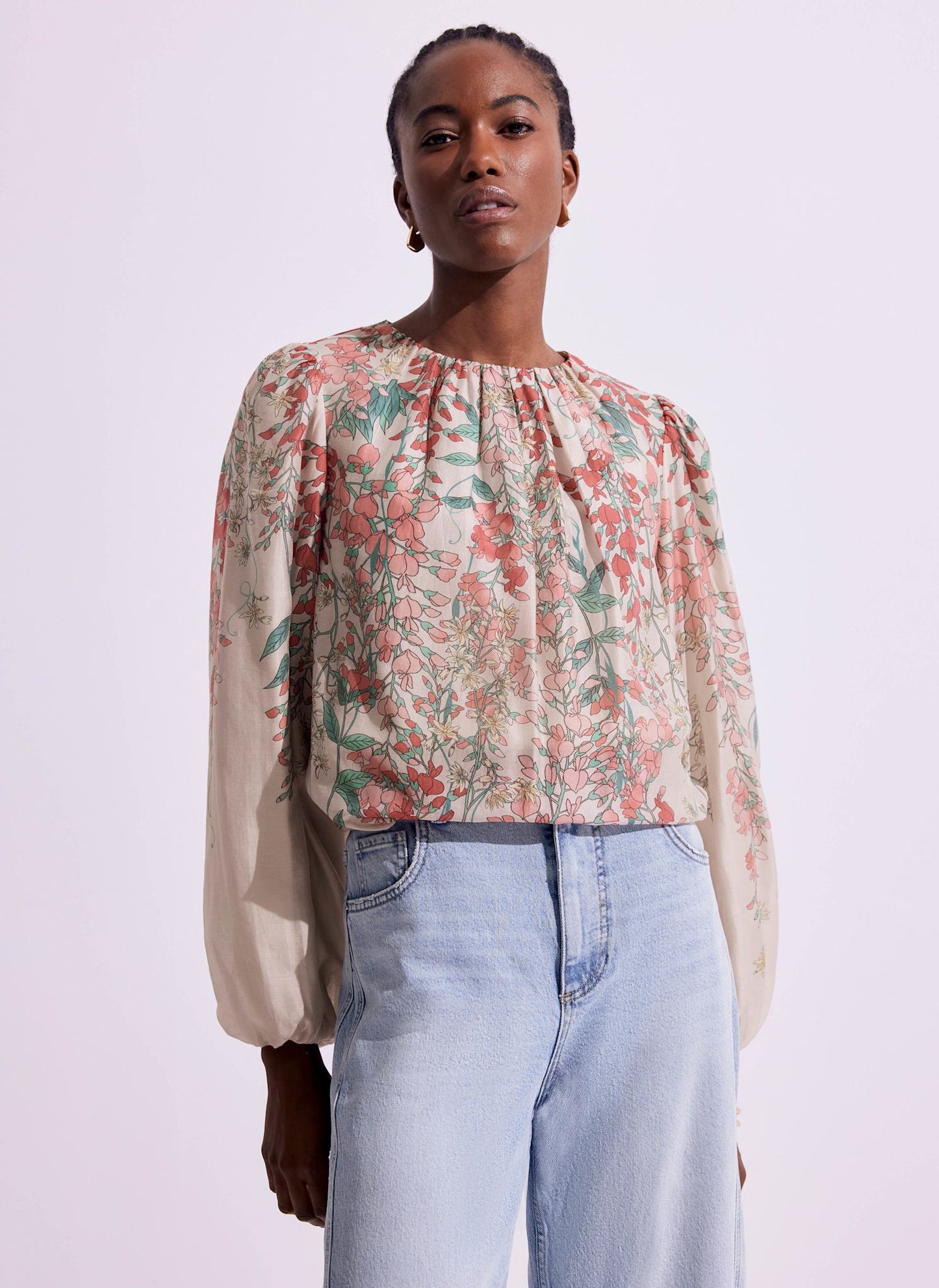 Pink Floral Print Top
