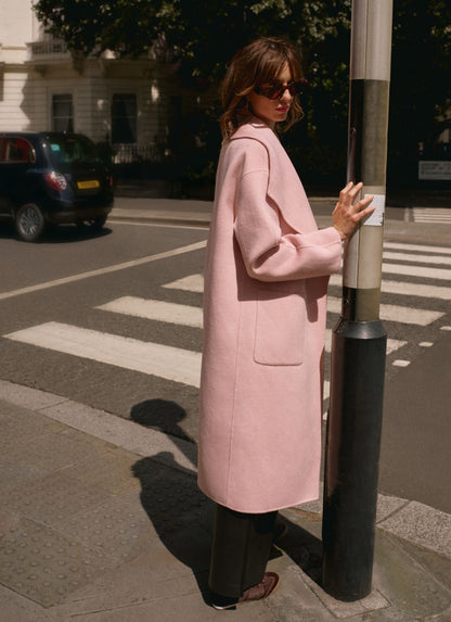 Pink Wool Blend Hand Finished Coat