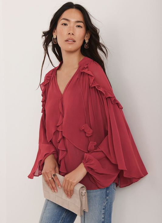 Pink Ruffle Layered Blouse
