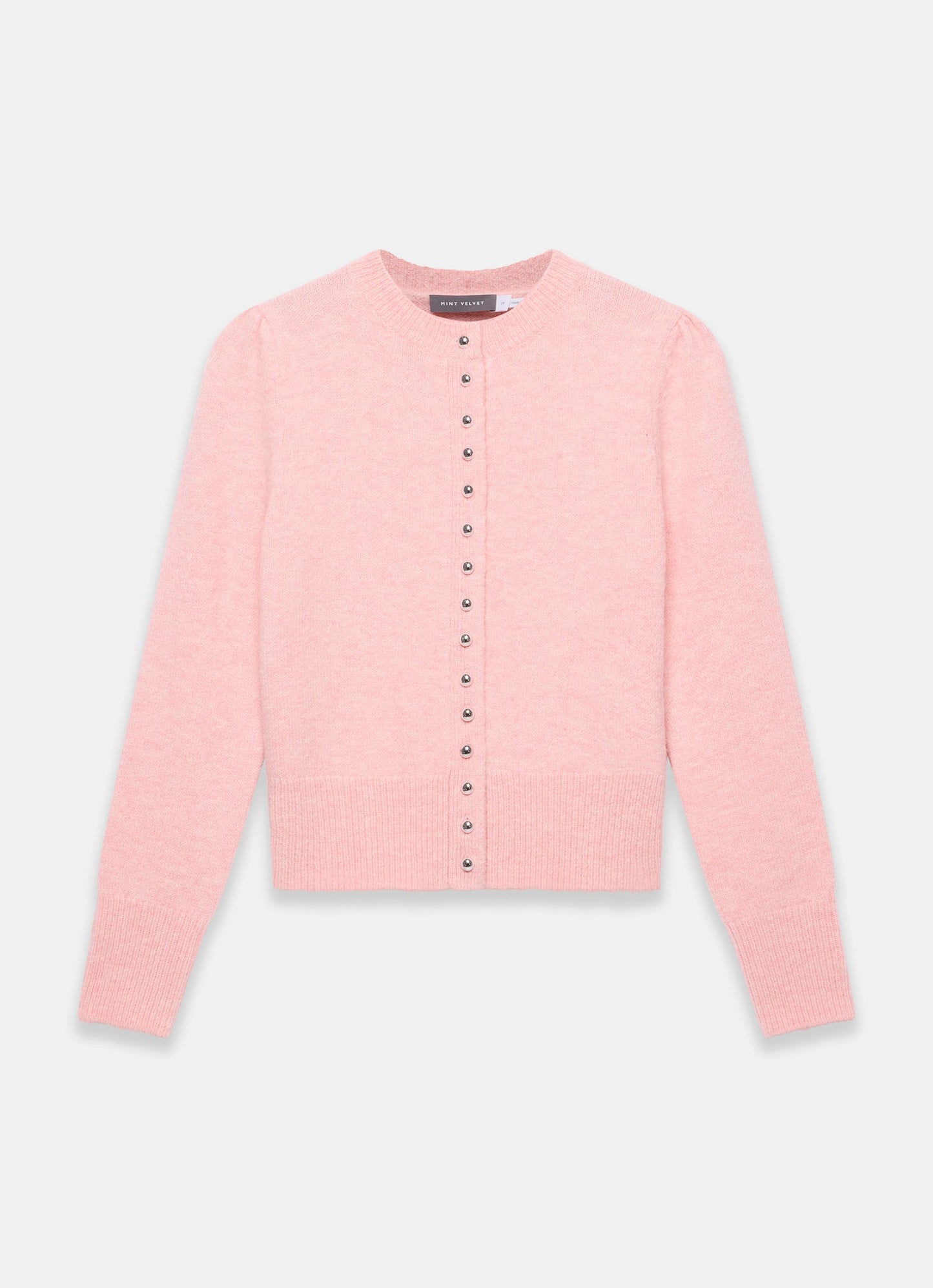 Pink Wool Blend Knit Cardigan