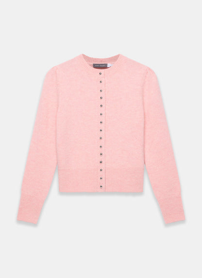 Pink Wool Blend Knit Cardigan