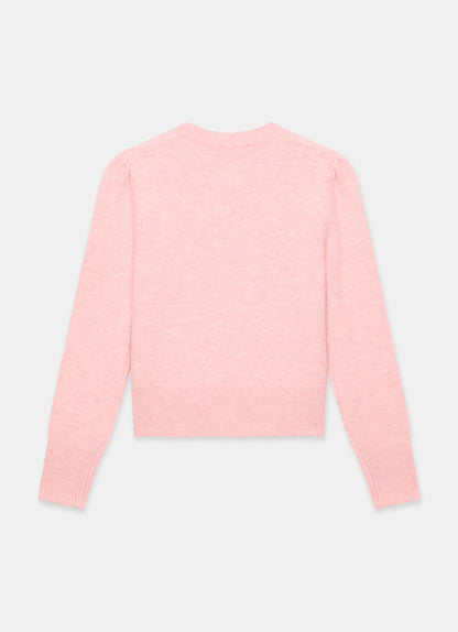 Pink Wool Blend Knit Cardigan