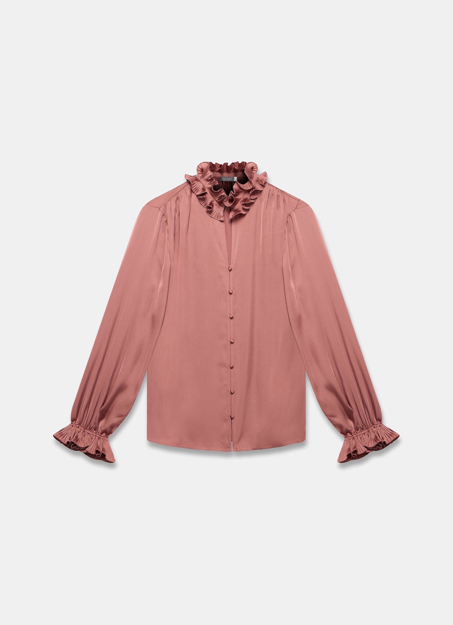 Pink Ruffle Satin Blouse
