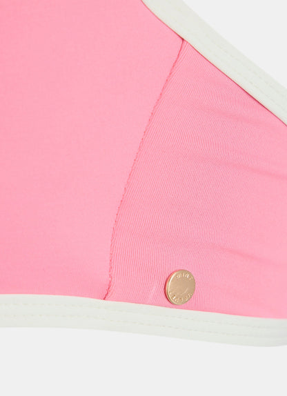 Pink Contrast Trim Bikini Top