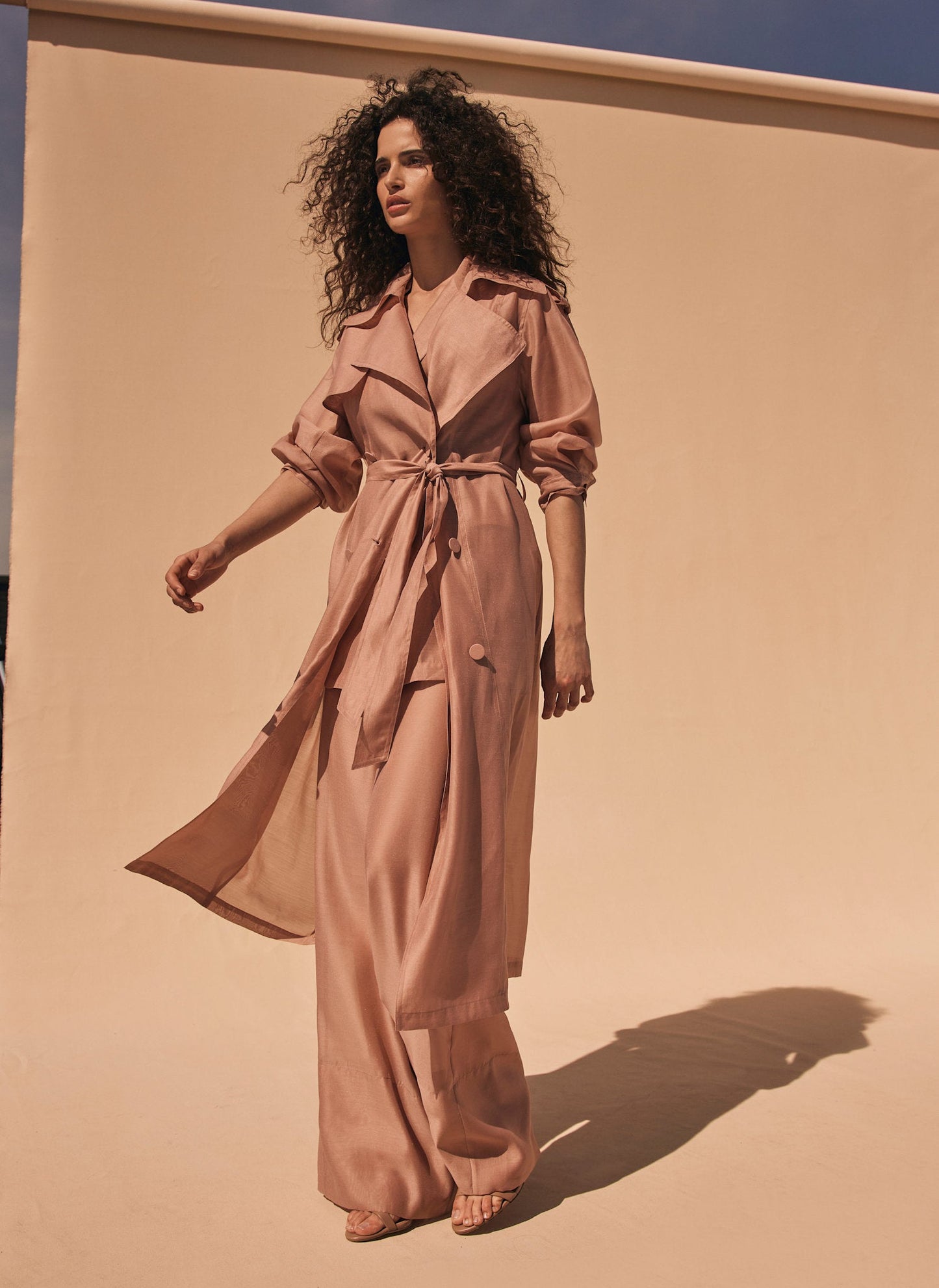 Pink Sheer Straight Trousers