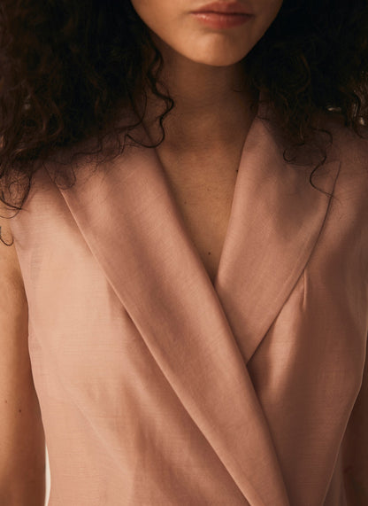 Pink Double Breasted Sheer Waistcoat