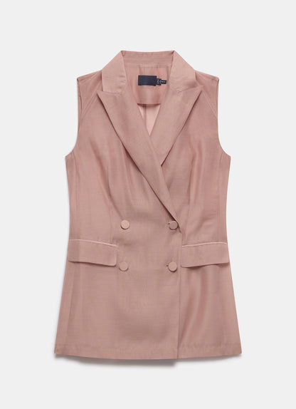 Pink Double Breasted Sheer Waistcoat