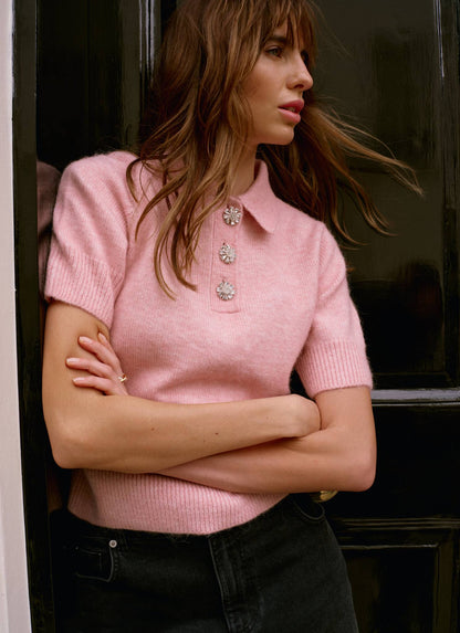 Pink Short Sleeve Knit Top